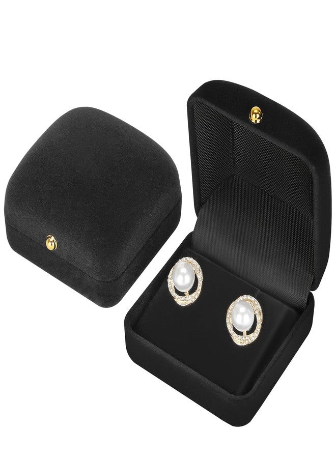 KUKUVR 2 Pieces Velvet Earring Stud Gift Box, Jewelry Holder Display Case for Earring stud cufflinks, Earring Organizer Storage Box for Women Girl (Black) - Image 1